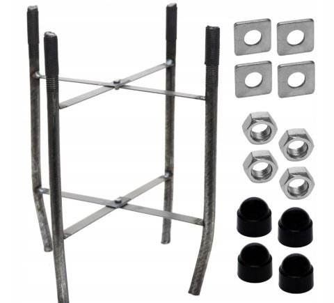 Słup Maszt Oświetleniowy do Lamp latarni ulicznych czarny 3m + przedłużka 1m + kotwa kosz zbrojeniowy fundament