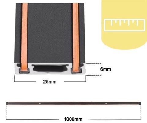 Szyna magnetyczna szynoprzewód natynkowa jednofazowa listwa Ultra Slim 48V 2m czarna