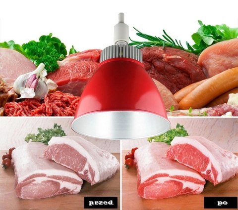 Żarówka E27 LED PAR30 biała 12° 35W czerwona barwa do oświetlenia mięsa i żywności