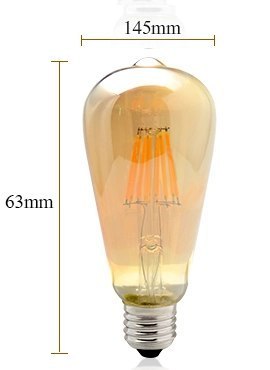 Żarówka LED ST64 E27 Filament 2300K 8W retro typ Edison barwa ciepła