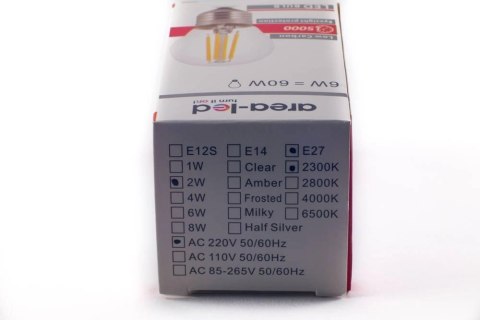 Żarówka vintage retro Edison Filament LED 2W G45 E27 2300K amber barwa ciepła