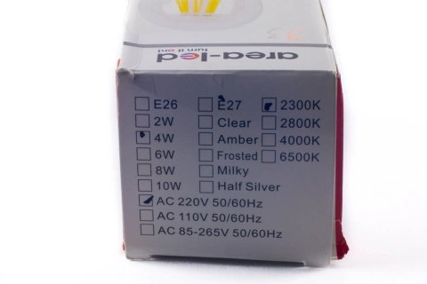 Żarówka vintage retro Edison Filament LED 4W G45 E27 2300K amber barwa ciepła