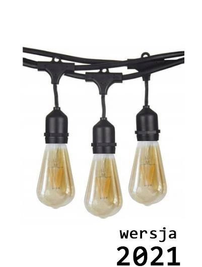 Zestaw girlanda ogrodowa żarówkowa 5m 5pkt+5szt żarówka Edison LED 8W ST64 E27 2300K