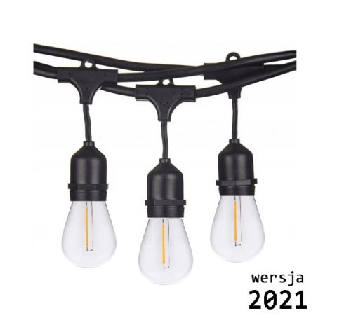 Zestaw girlanda ogrodowa żarówkowa 5m 5pkt+5szt żarówka vintage Edison LED 1W ST45 E27 2800K