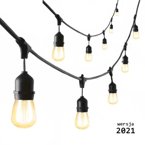 Zestaw girlanda ogrodowa żarówkowa 5m 5pkt+5szt żarówka vintage Edison LED 2W ST45 E27 6000K