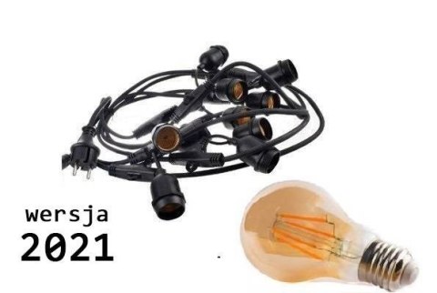Zestaw girlanda ogrodowa żarówkowa 5m 5pkt+5szt żarówka vintage Edison LED 4W A60 E27 2300K