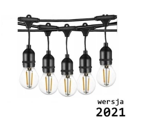 Girlanda balkonowa LED z żarówkami 10m 10pkt+10szt 2W G45 E27 2700K ciepła